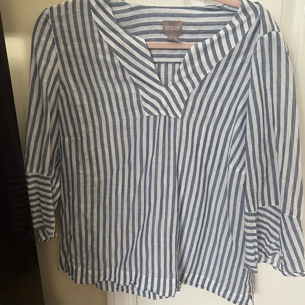 Chico’s lightweight linen striped top